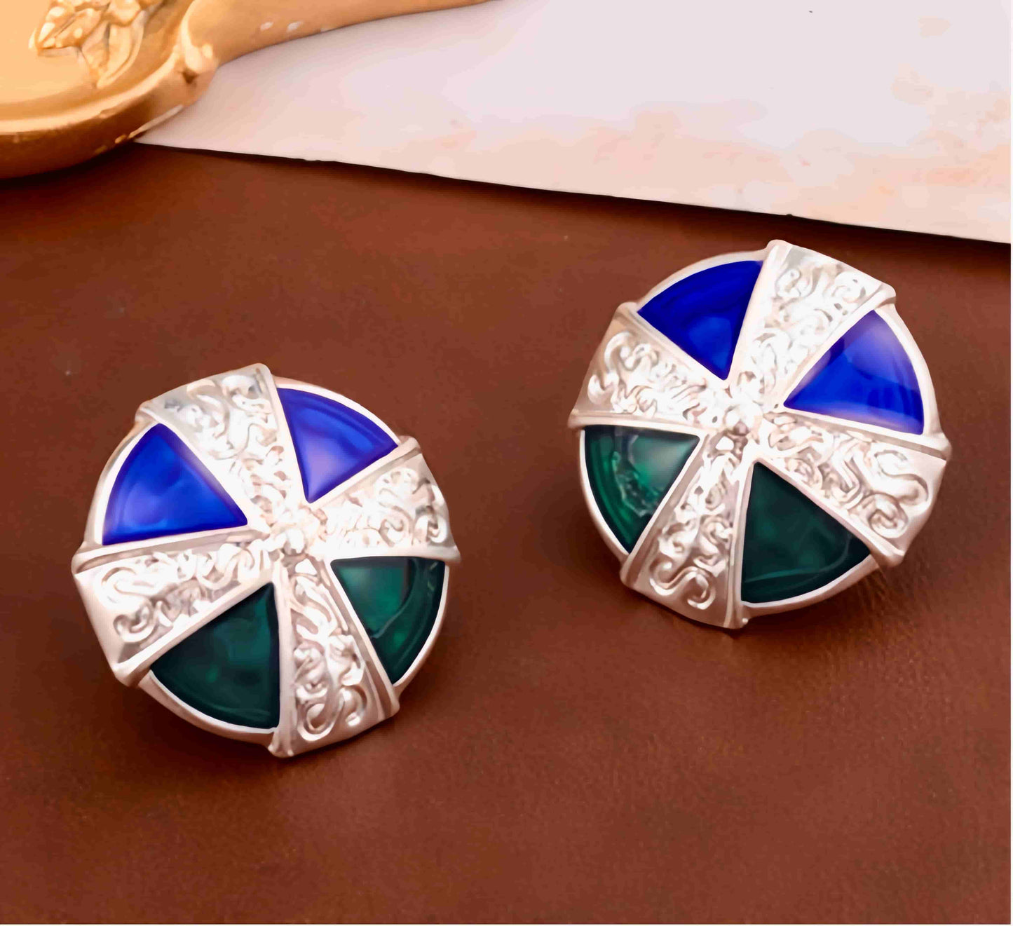 Gold and Silver Windmill/Cross-Shaped Earrings with Multicolored Dripped Glaze Craftsmanship.  Material: S925 silver pins, Dripped Glaze and copper plated with 18K gold. Nickel free Suitable for allergy sufferers Water resistant