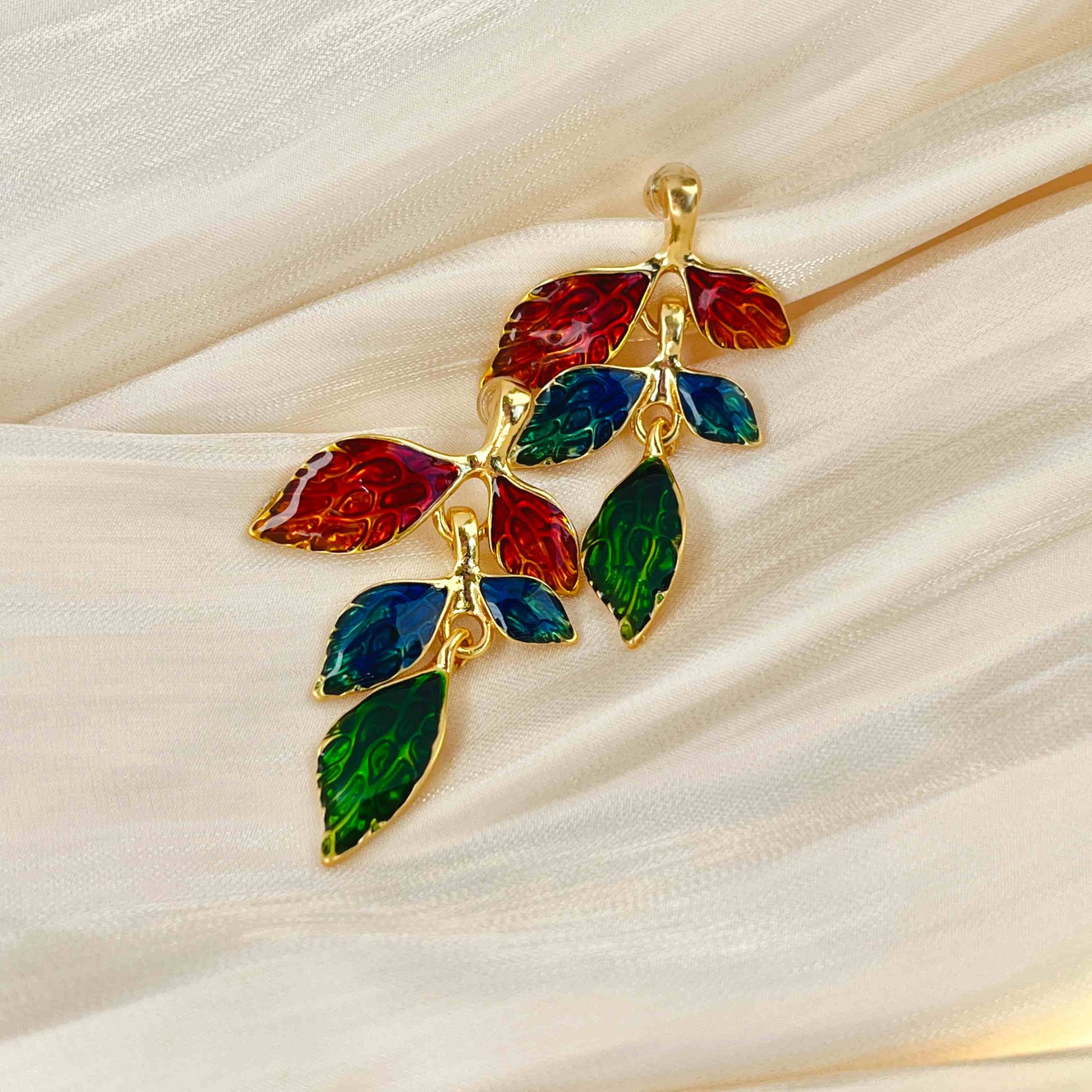 A Unique Colored Dripped Glaze Leaf Earrings, Standing Out in the Crowd.